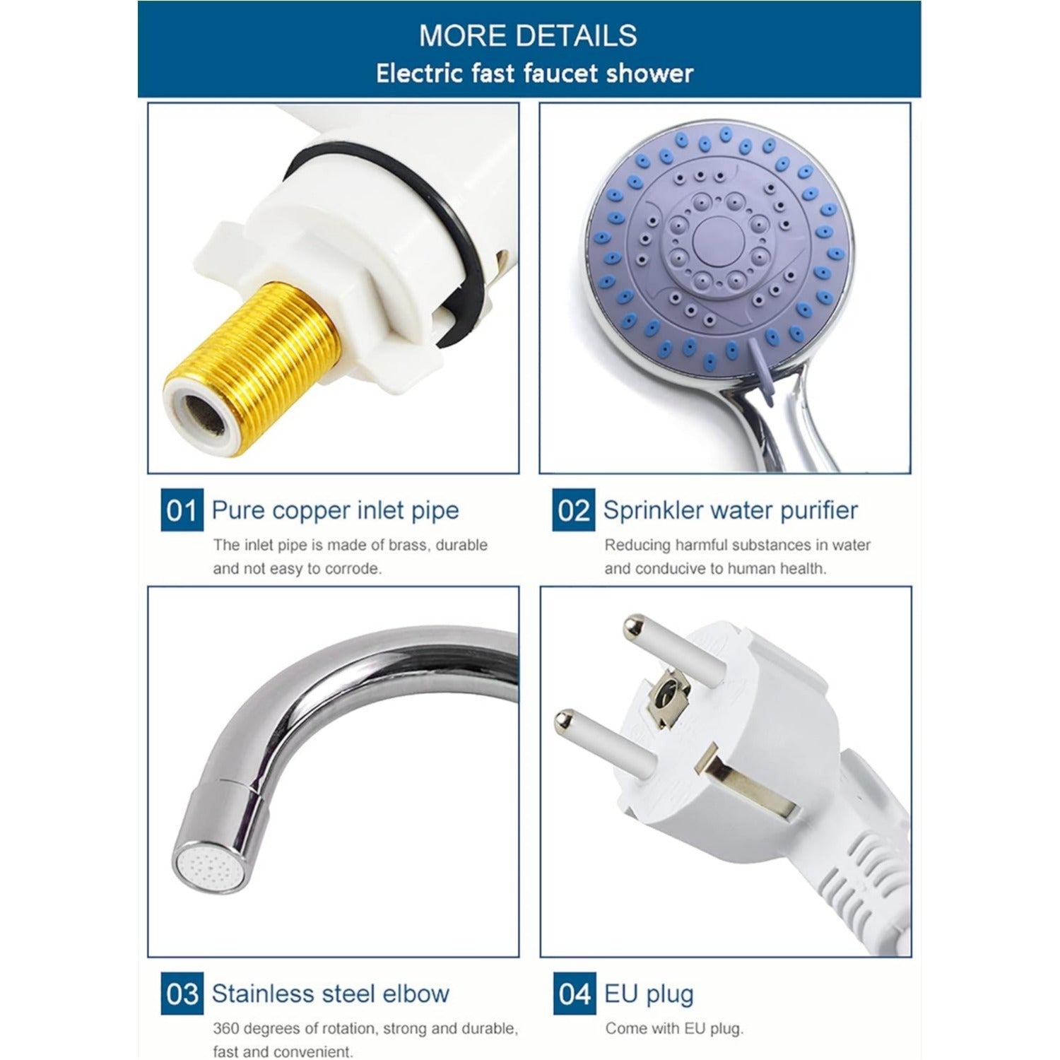 Instant 360° Electric Water Heating Tap with Shower for Bathrooms | Shock-Proof Design | Digital Temp° Display | Hot and Cold Water