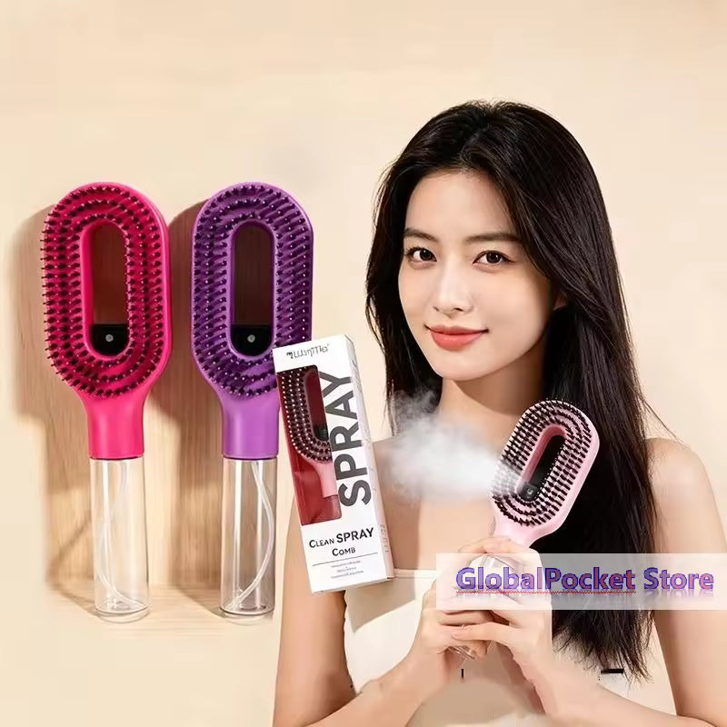 1Pcs Spray Hair Brush Refillable Liquid Water Spray Paddle Comb Anti Static Soft Bristle Hair Styling Massage Comb For Home